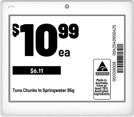 Sample grocery label template with price, unit price and country-of-origin mark